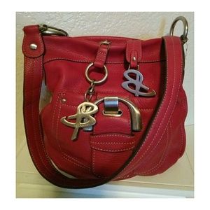 👛💕B Makowsky Red Leather Crossbody/Messenger Bag